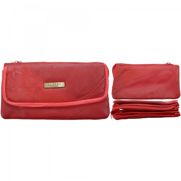 4684 RED LEATHER PATCHWORK PURSE
