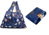 LL-113 FOLDED SHOPPING BAG NAVY CAT PRINT