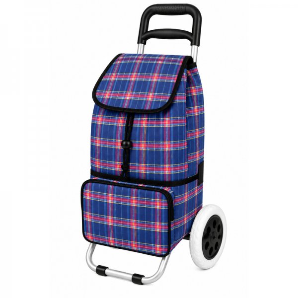 ST-02 Navy Check 2 Wheeler Shopping Trolley (New)