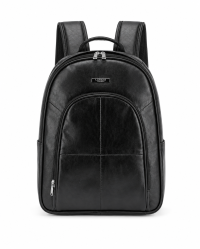 1948 Classic Design Backpack with Top & Front Zips in Soft Black 1948 Classic Design Backpack with Top & Front Zips in Soft Black