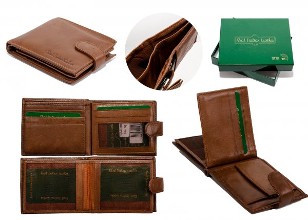 1008 TAN- RFID CARD PROTECTION GENUINE LEATHER WALLET GRN BOX