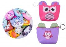 7091 OWL Printed Coin Purse with Straigh Zip