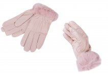 LG-001 Large Pink Leather Gloves w/ fur