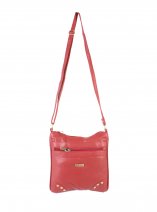 5861 RED Multi Zip PU Cross-Body Bag with Studs