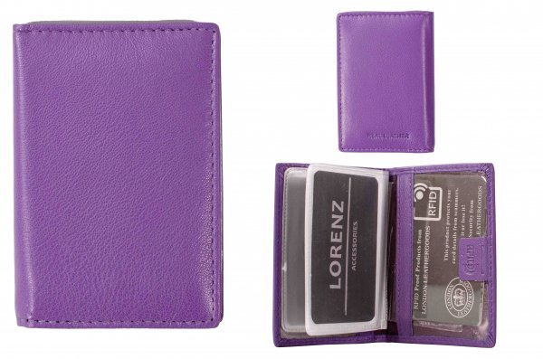 0454 PURPLE RFID PROOF LEATHER CARD HOLDER