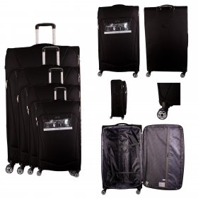 T-SC-02 BLACK SET OF 4 TRAVEL TROLLEY SUITCASES