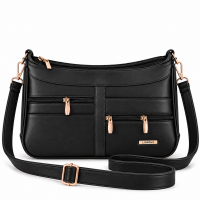 1955 Black Twin Top Leather Fashion Shoulder Bag W/5 Zip (New) 1955 Black Twin Top Leather Fashion Shoulder Bag W/5 Zip (New)