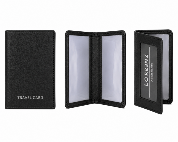 0994 Black Folding Slimline Leather Travel Card Holder