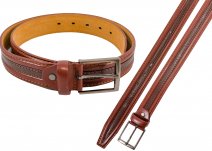 2726 M.BROWN (T-TONE) 1.25" BELT STITCH AND EMBOSS XL 40"-44"