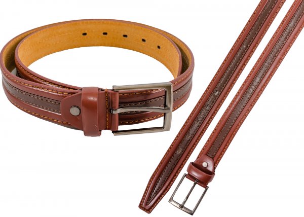 2726 M.BROWN (T-TONE) 1.25" BELT STITCH AND EMBOSS L 36"-40"