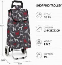 LL-ST05 DOG PATTERN PRINT 2 WHEEL SHOPPING TROLLEY LL-ST05 DOG PATTERN PRINT 2 WHEEL SHOPPING TROLLEY