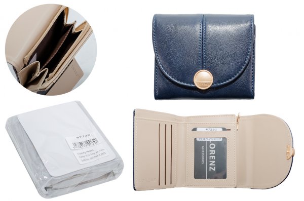 7230 NAVY SMALL PURSE IN SHINY LEATHER GRAIN PU