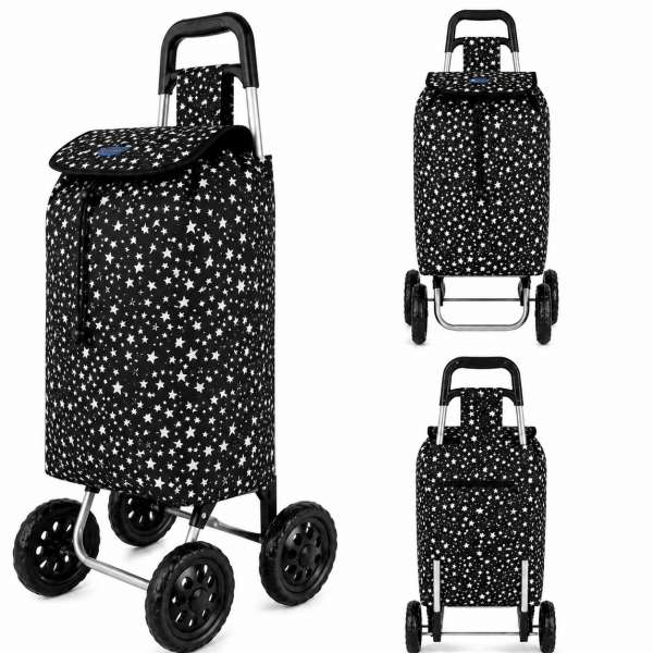 ST204 BLACK STAR 4-WHEEL SHOPPING TROLLEY