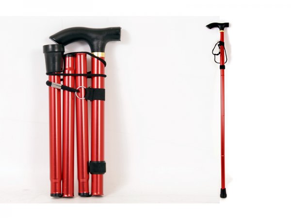 2838 aluminium Adjustable Folding walking stick -RED