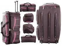 KS-100 34'' BLACK/PINK 3-WHEELED HOLDALL TRAVEL BAG