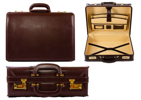 6925 D.BROWN EXTRA LARGE PVC TWIN HANDLE BREIFCASE