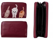 LW110 MAROON ASSORTED CATS PURSE