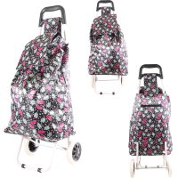 MS-001 BLACK TWO WHEEL SHOPPING CART CHERRY PATTERN