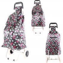 MS-001 BLACK TWO WHEEL SHOPPING CART CHERRY PATTERN