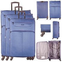 1975 NAVY SET OF 3 TRAVEL TROLLEY SUITCASES