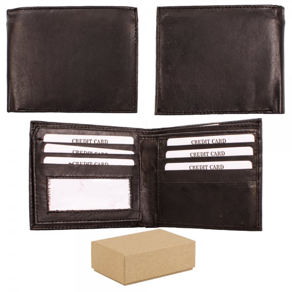 S-082 BLACK LEATHER WALLET BOX OF 12