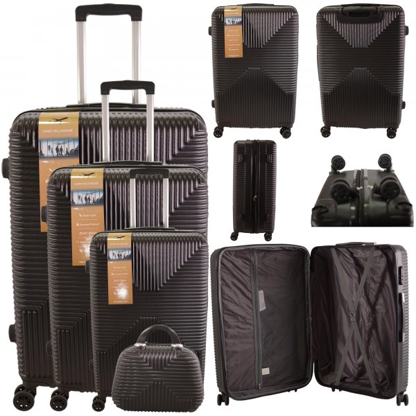 T-HC-20 BLACK SET OF 4 TROLLEY SUITCASE