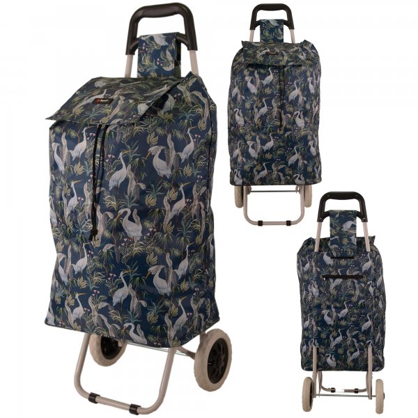 MS-001 NAVY TWO WHEEL SHOPPING CART CRANE PATTERN