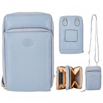 0593 ICEBERG PEBBLE LEATHER RFID X-BODY PHONE/ACCESSORY PURSE