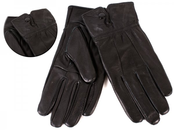 8910 BLACK Ladies Soft Leather Glove with Button MEDIUM
