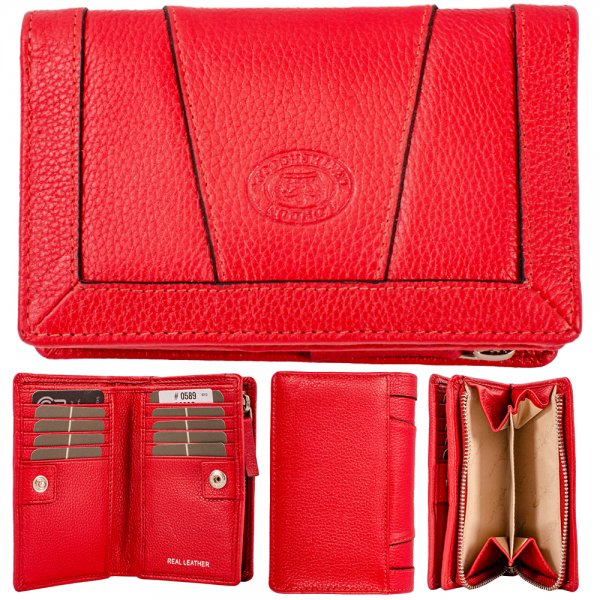 0589 ROSSO PEBBLE LEATHER MEDIUM TOP ZIP ROUND PURSE WALLET