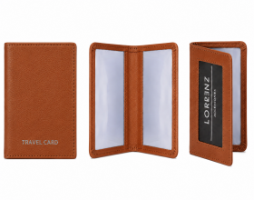 0994 Cognac Folding Slimline Leather Travel Card Holder