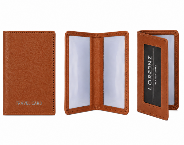 0994 Cognac Folding Slimline Leather Travel Card Holder