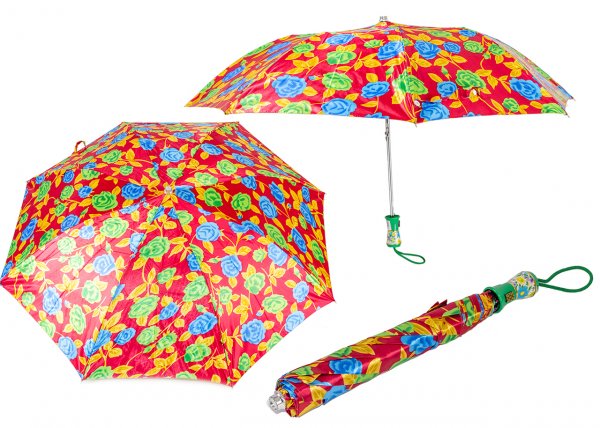 CASAVIA RED/BLUE/GREEN FLOWER PRINT UMBRELLA