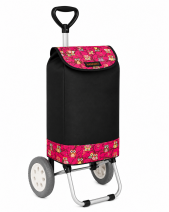 6957/S BLACK WITH PINK OWL Shopping Trolley Adjustable Handle