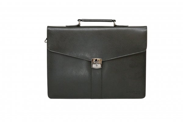 9895-AB Tassia Black Bonded Leather 15.6" Laptop Briefcase -B013