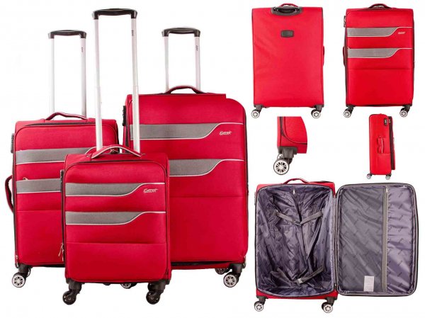 EV-445 BURGUNDY SET OF 3 TROLLEY SUITCASE LUGGAGE BAG