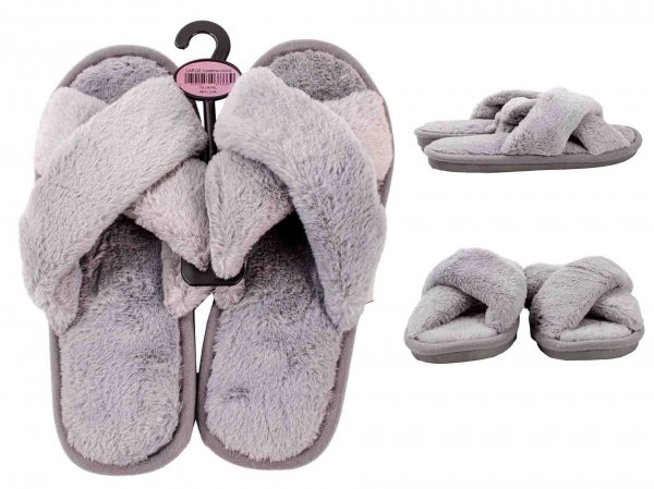 SL109 LADIES SLIPPERS GREY LARGE UK 7/8