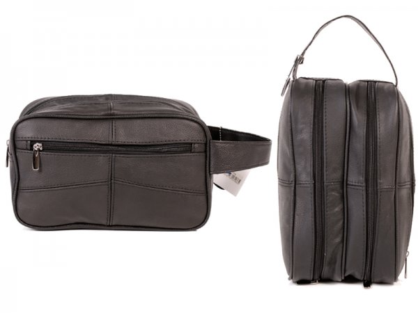 3754 Double Top Zip C.HIDE WASH BAG BLACK
