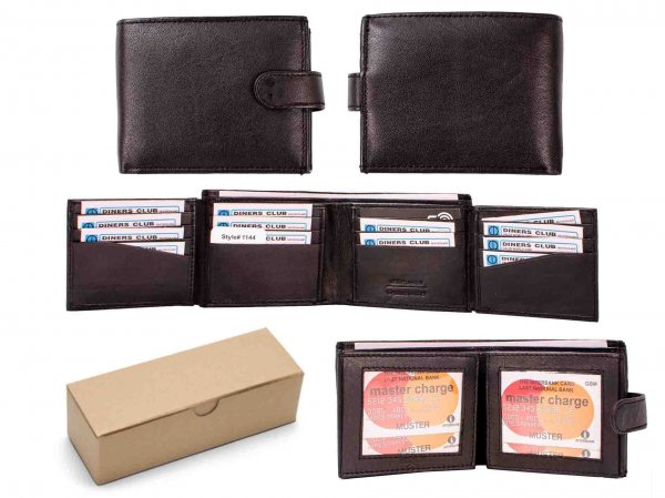 1144 RFID BLACK S.NAPPA DOUBLE CARD SWING SEC. BOX OF 12 WALLET