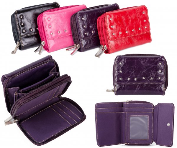 PU-51 PURPLE PU PURSE W/ 2 ZIP & CREDIT CARD SLOTS