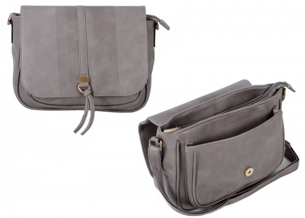 JBFB305 GREY PU CROSSBAG W/ FLAP