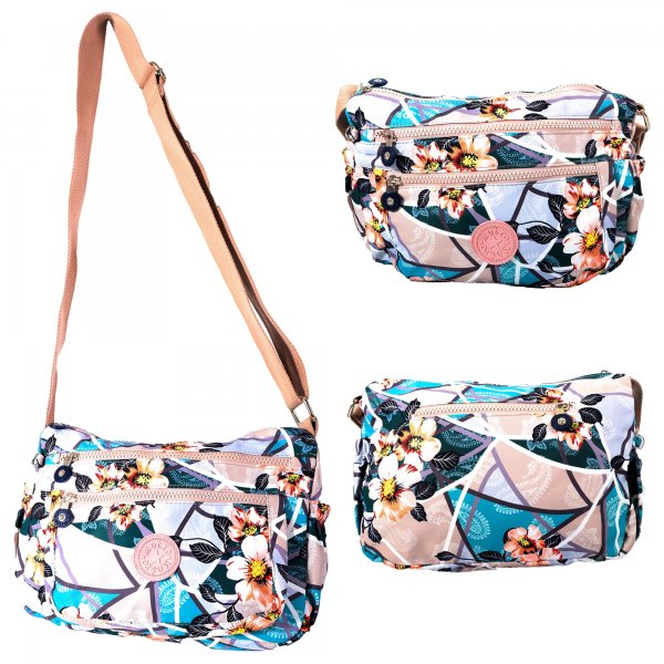 LL-178 CREAM FLORAL SHOULDER BAG