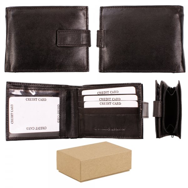 S-084 BLACK LEATHER WALLET BOX OF 12