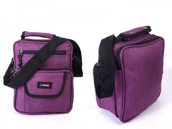 2515 PURPLE Large Bag with 2 Top Zips,2 Front Zips,Fron