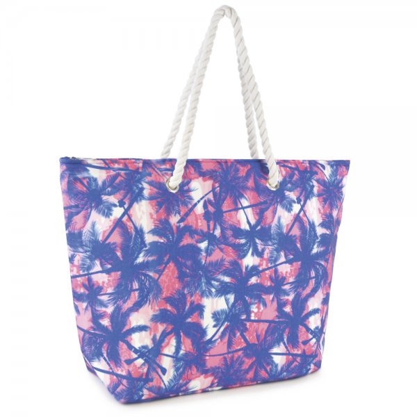 BB0983 PALM TREE PRINT WITH ROPE HANDLE PURPLE