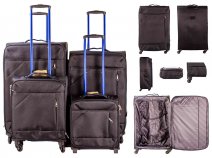 7004 BLACK/NAVY LIGHTWEIGHT SET OF 4 TRAVEL TROLLEY SUITCASES