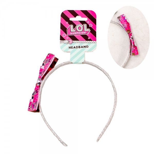 2418-8554 SILVER LOL HAIR BAND WITH PRINTED BOW