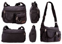 LL-181 BLACK COLOUR CANVAS SHOULDER BAG