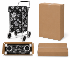 6967 Black Floral Shopping Trolley Carton of 5