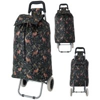 MS-001 BLACK DEER PATTERN BOX TWO WHEEL SHOPPING TROLLEY